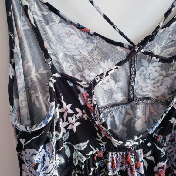 AE American Eagle Floral strappy cross bag swing dress printed viscose large - Picture 12 of 13